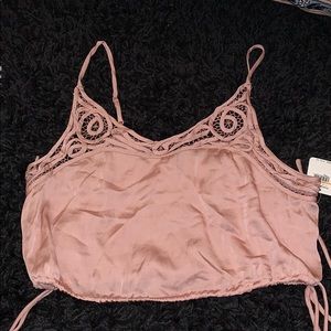 FREE PEOPLE SATIN CROPPED TANK